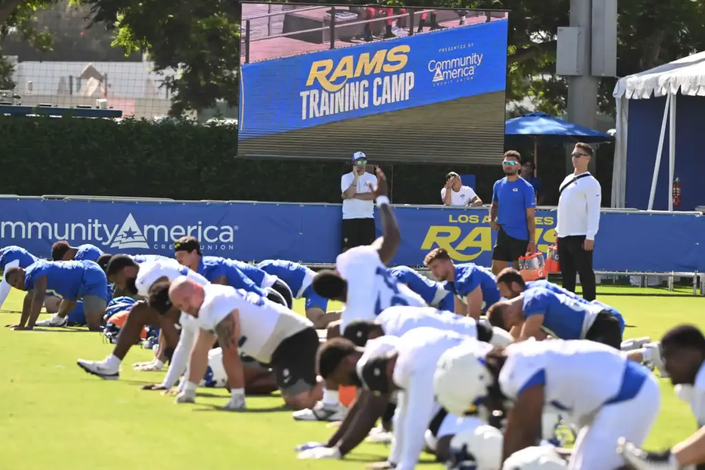 The first day of Rams training camp on the campus...