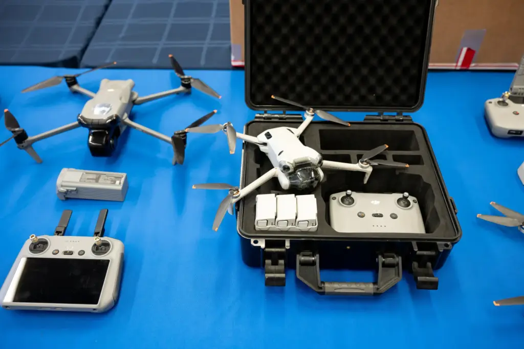 Here are some of the 59 drones the FBI confiscated. (Photo by David Crane, Los Angeles Daily News/SCNG)