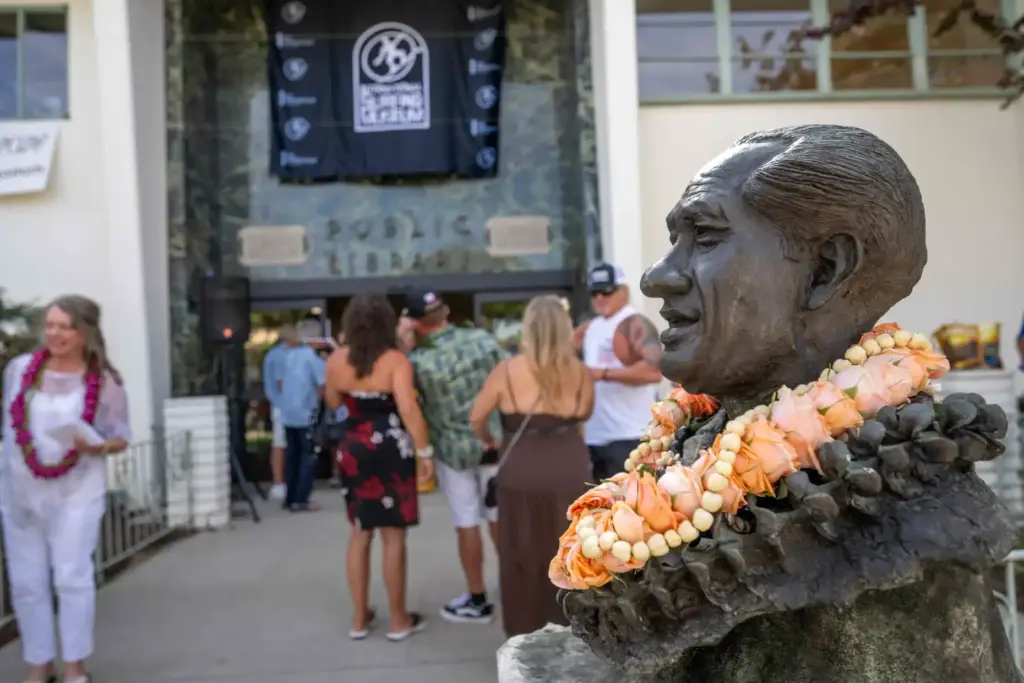 A bust of Duke Kahanamoku, considered the father of modern...