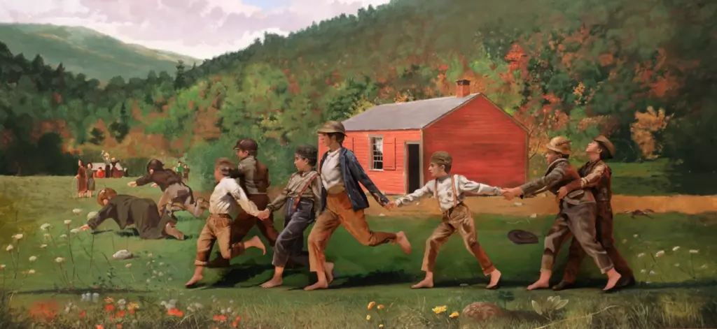 âSnap the Whip,â an 1872 work by American artist Winslow...