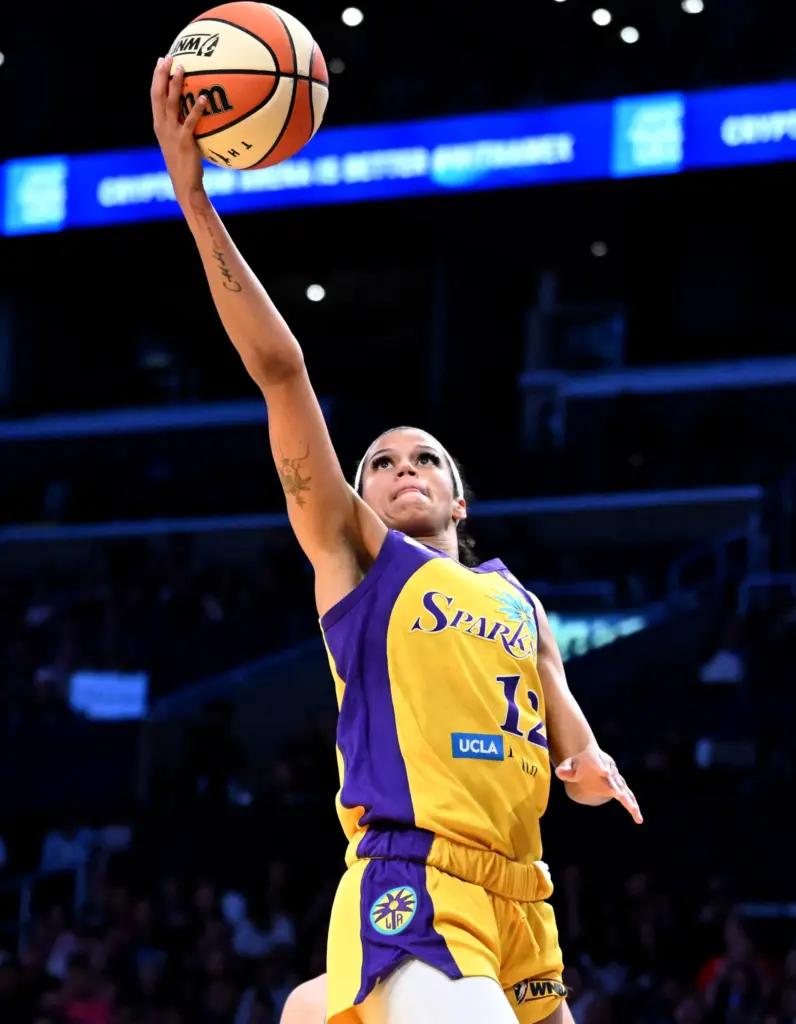Sparks guard/forward Rae Burrell goes up for a shot during...