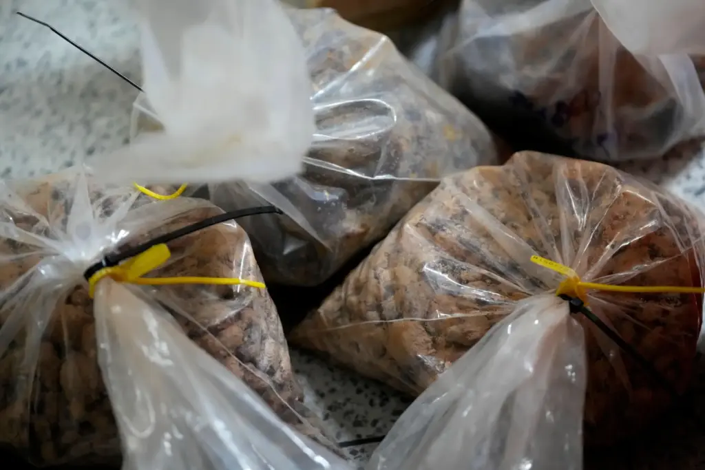 Bags containing soil and sediment samples