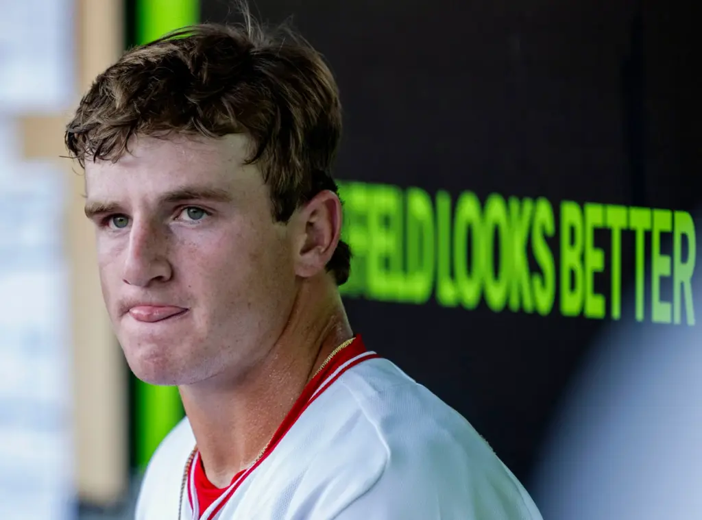 Rancho Cucamonga Quakes pitcher Talon Haley in the dugout between...