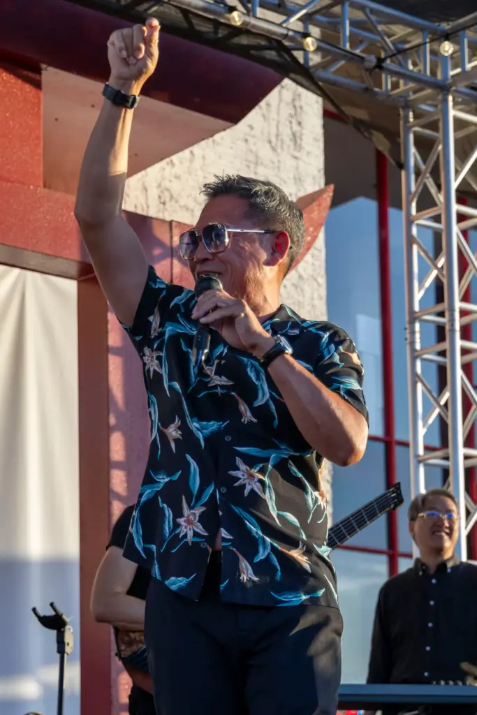 An Nguyen hypes up the crowd during the Night Market...