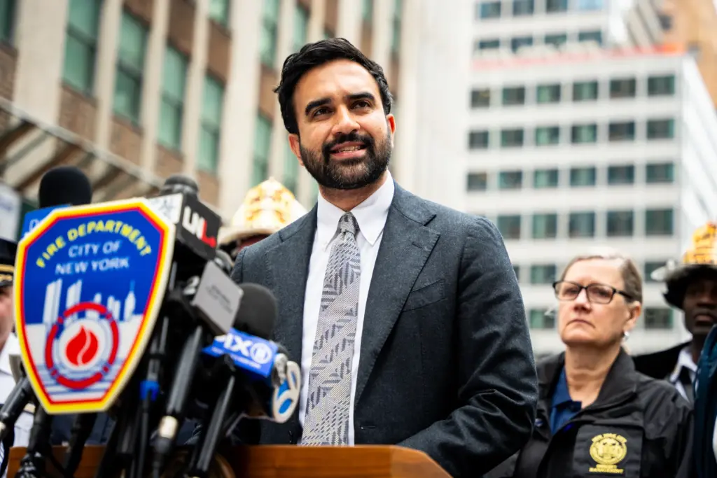 New York City Mayor Zohran Mamdani speaks about the unstable...
