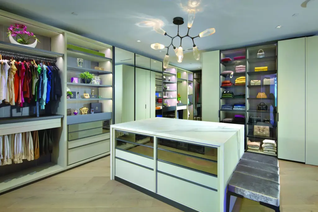 The boutique-style walk-in closet. (Photo by Toby Ponnay)