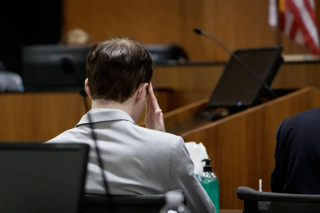 Tyler Robinson listens during a preliminary hearing at the Fourth District Courthouse.