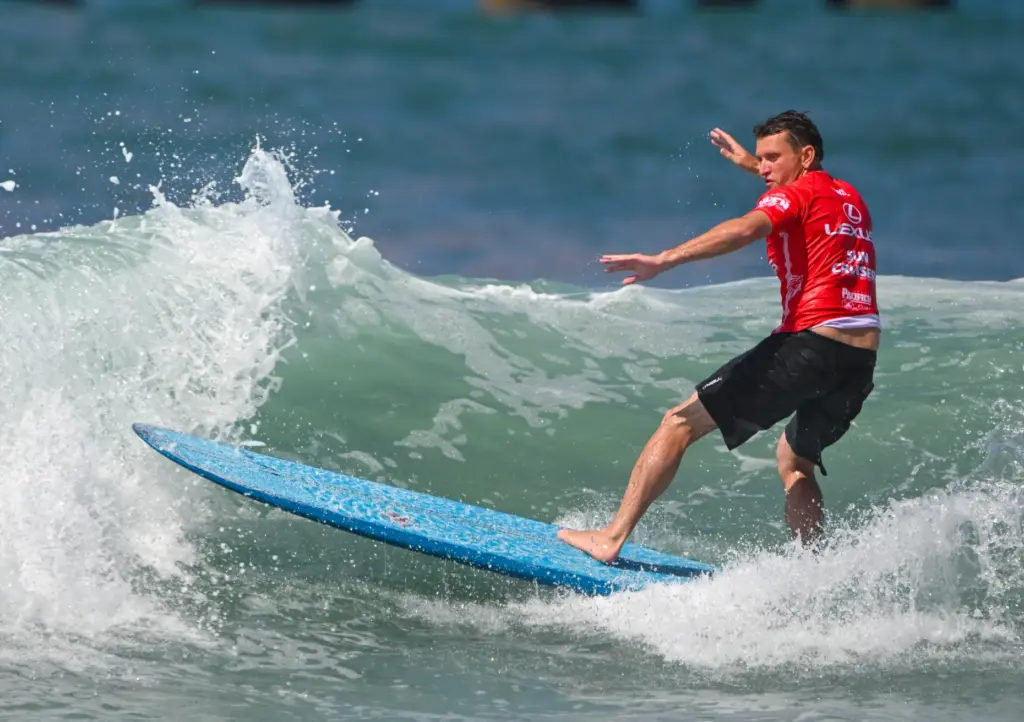 Cole Robbins competes during the elimination round for the longboard...