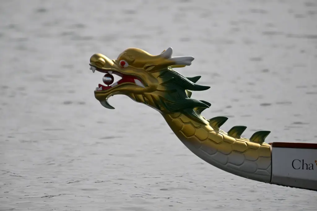 Teams race in the Long Beach Dragon Boat Festival at...
