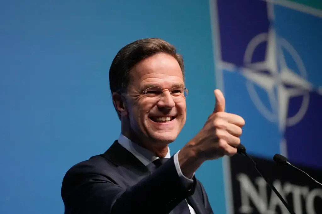 NATO Secretary General Mark Rutte speaks during a news conference.