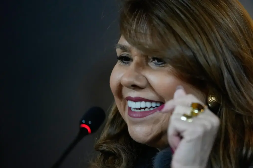 Paraguayan Senator Celeste Amarilla gives a news conference in Asuncion.