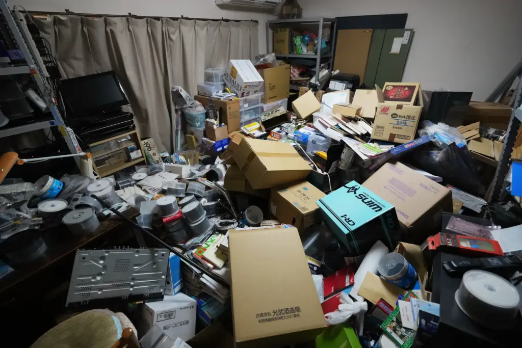 Kiyoshi Matsunaga, a local resident of Kumamoto, shows a damaged room of his home.