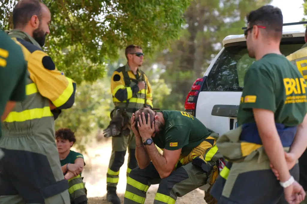 Aesir Diaz, 31, a technician with Spain’s Forest Fire Reinforcement...
