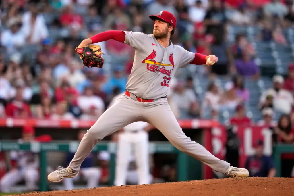 St. Louis Cardinals starting pitcher Matthew Liberatore gave up five...