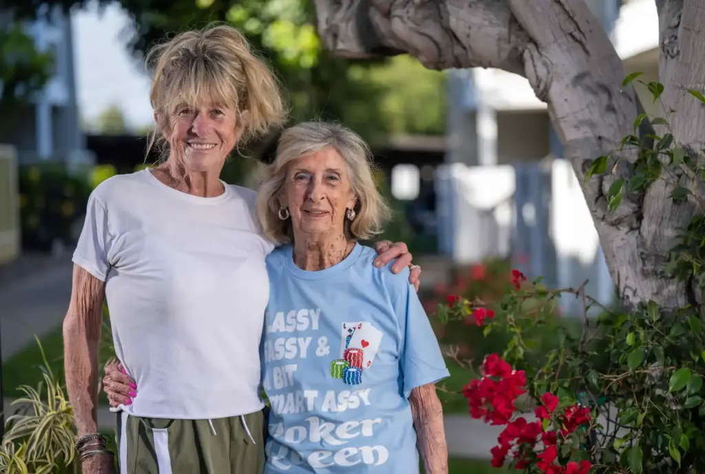 Dorothy Dahms, right, 97, who has been hosting a weekly...