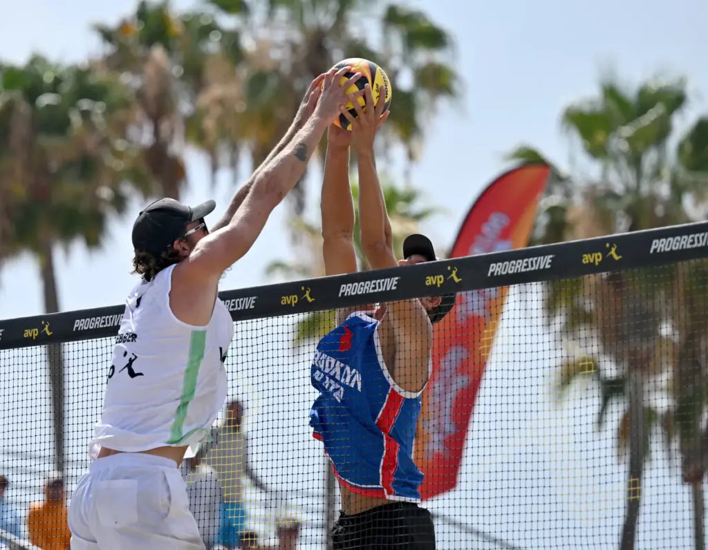 Logan Webber, with L.A. Launch, blocks against Derek Bradford of...