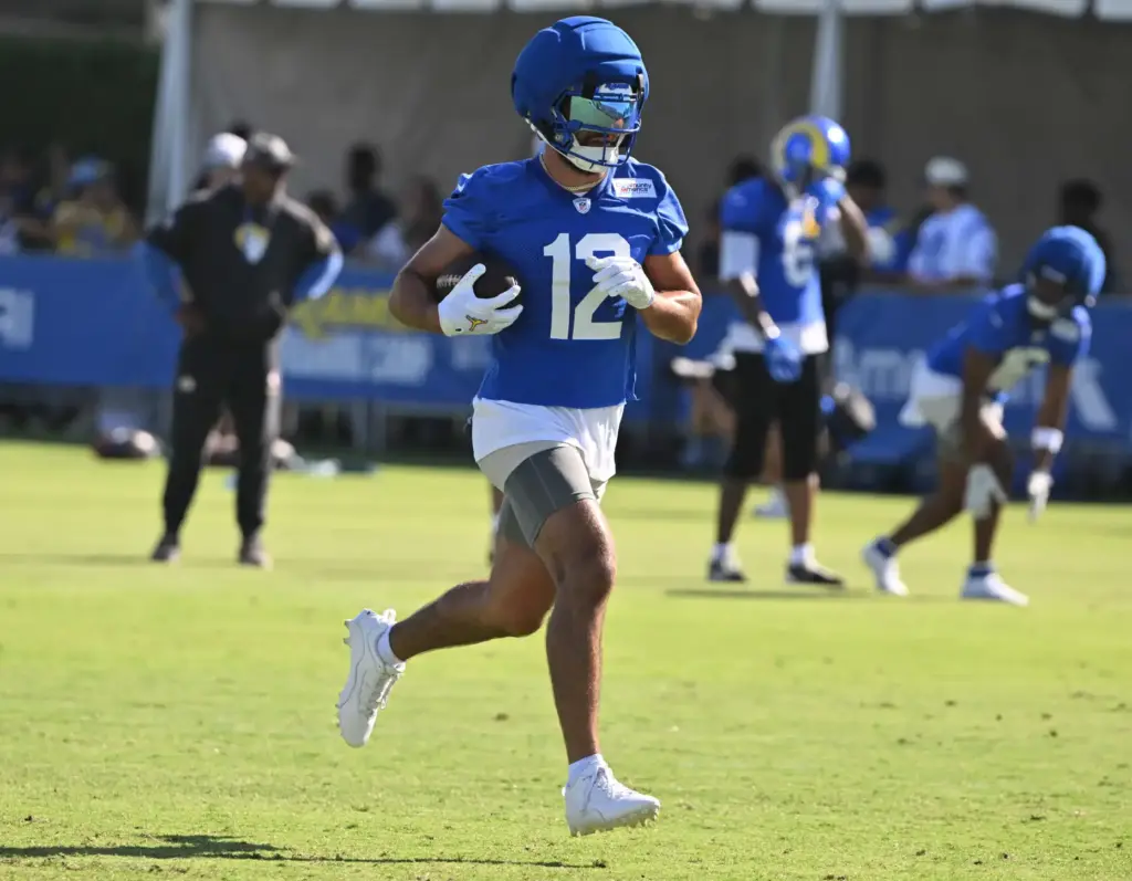 Rams wide receiver Puka Nacua during the first day of...