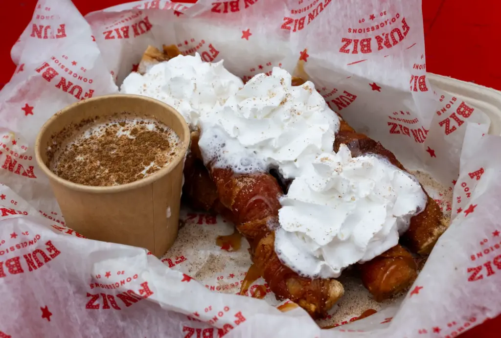 Bacon Wrapped Churros with dulce de leche dip from Bacon...