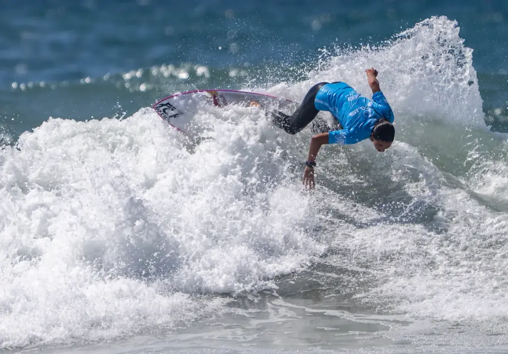 Portuguese surfer Teresa Bonvalot makes a cut on a wave...