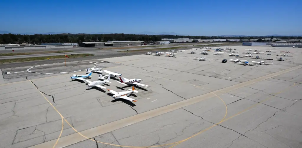 Parked aircraft at Fullerton Airport in Fullerton on Tuesday, July...