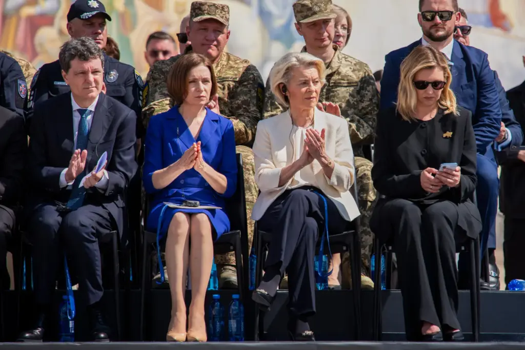 Nicusor Dan, Maia Sandu, Ursula von der Leyen and Olena Zelenska in Kyiv.