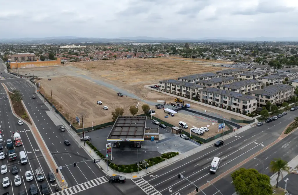 The future site of 39 Commons in Anaheim, CA, on...