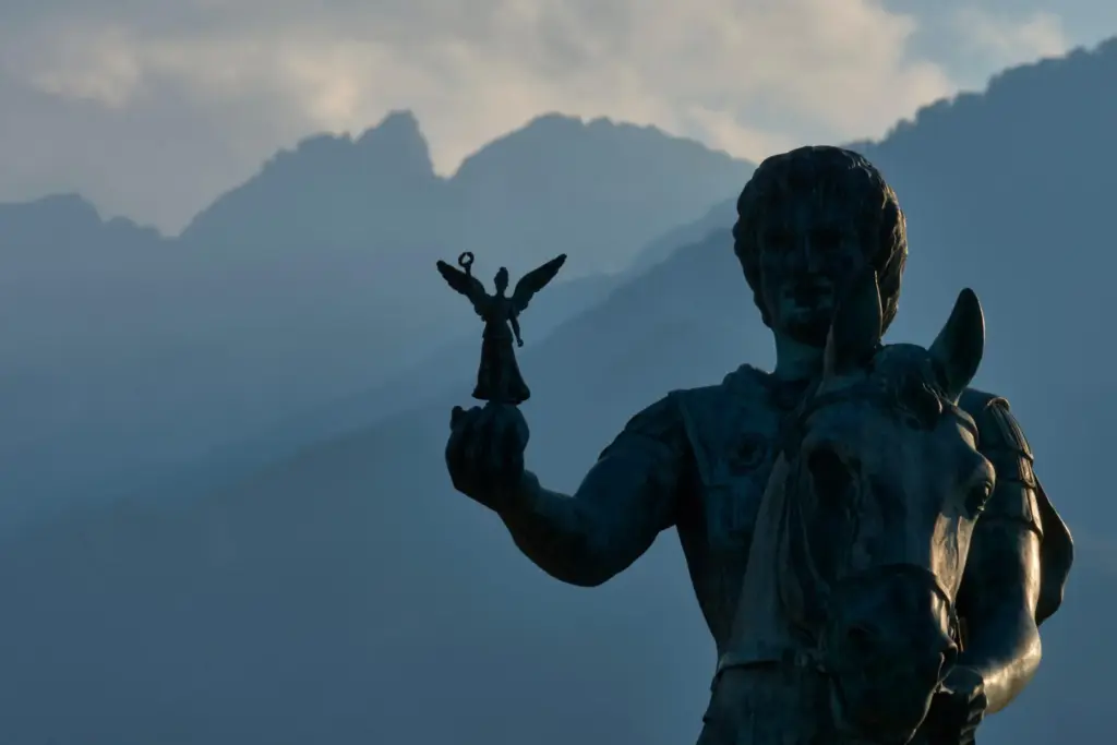 A statue of Alexander the Great holding Nike, the Greek...