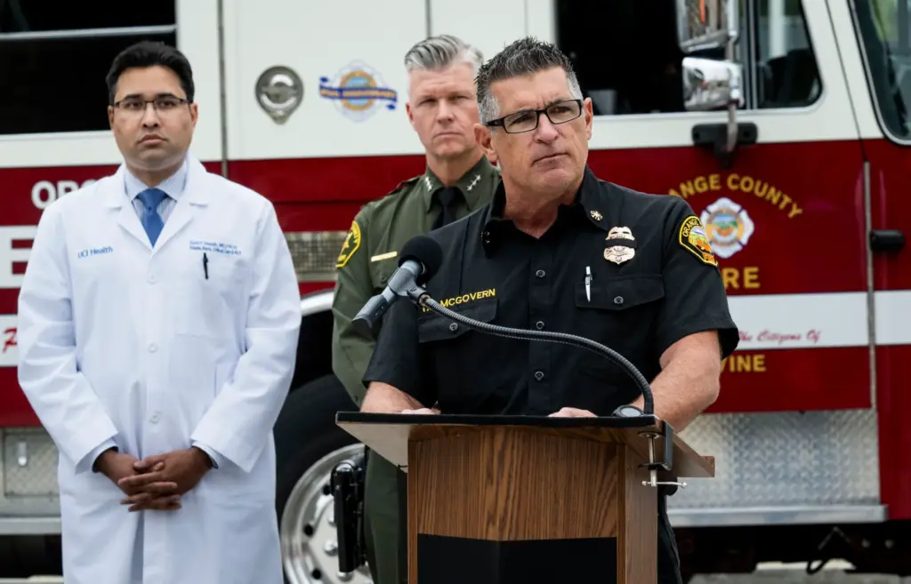 Orange County Fire Authority Interim Fire Chief TJ McGovern speaks...
