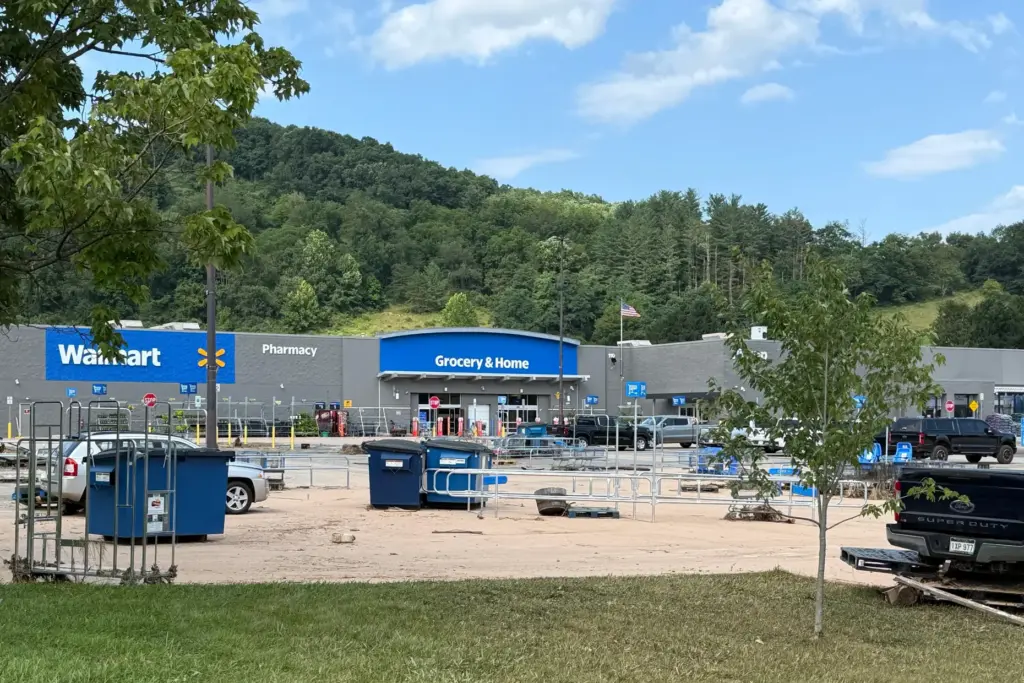 The parking lot of the Walmart in Weston, W.Va., after...
