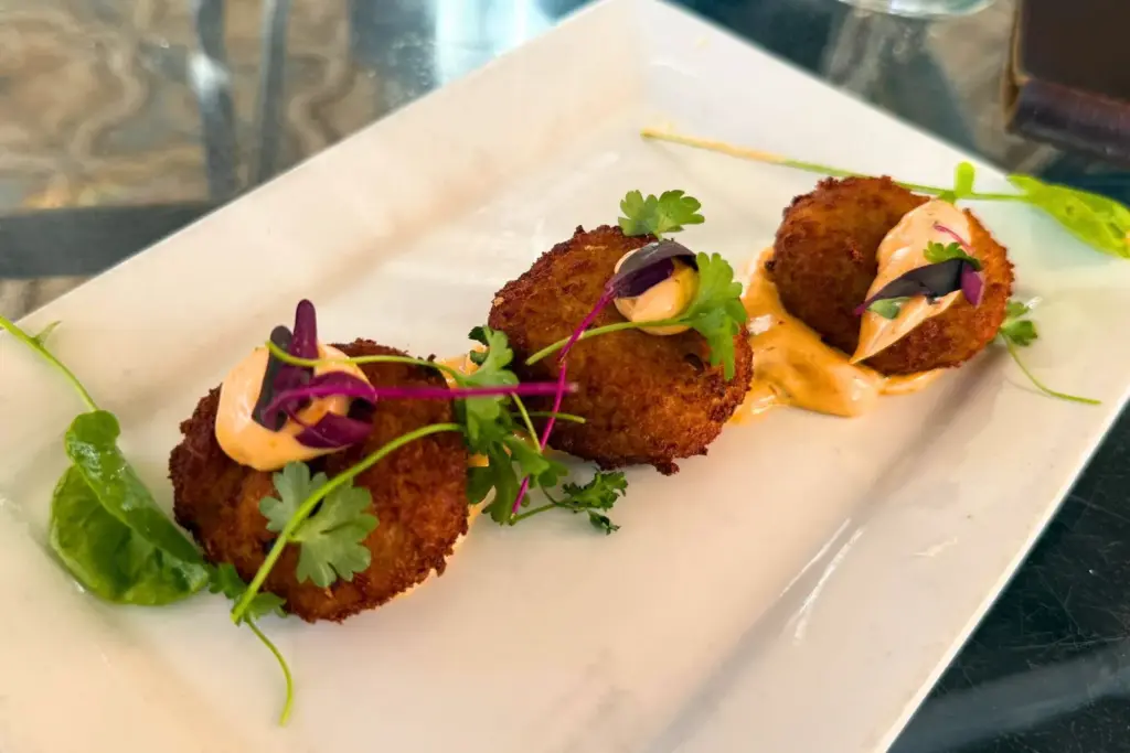 Maryland blue crab cakes from Perch in Downtown Los Angeles....