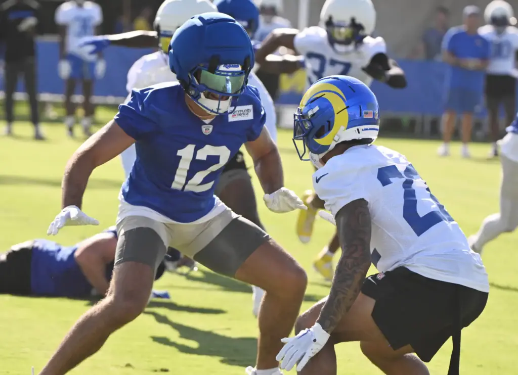 Rams wide receiver Puka Nacua during the first day of...