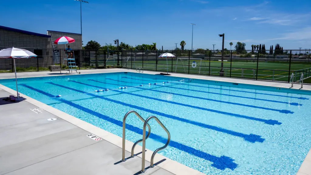 The newly renovated pool at Santa Anita Park in Santa...