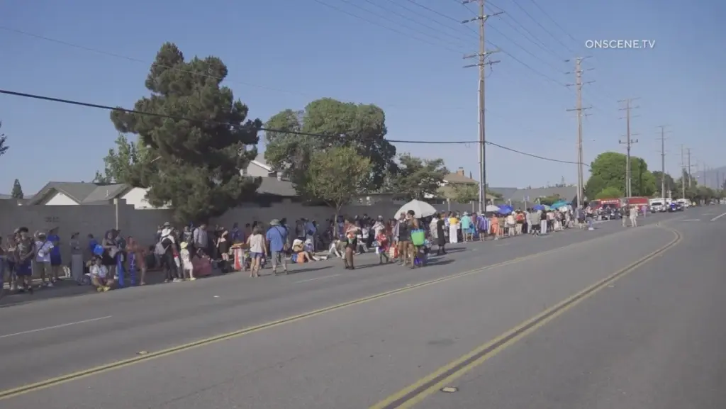 Metrolink passengers bound for the Inland Empire await the arrival...