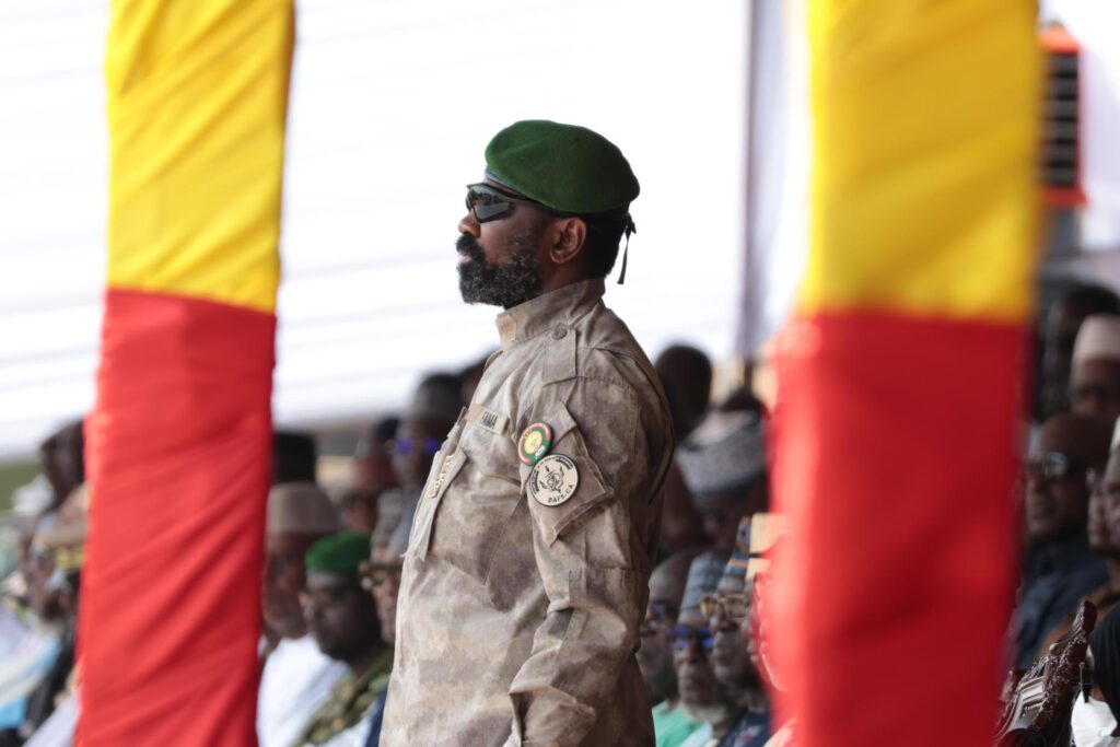 Mali's junta leader Gen. Assimi Goita attends the funeral of former defense minister Sadio Camara.