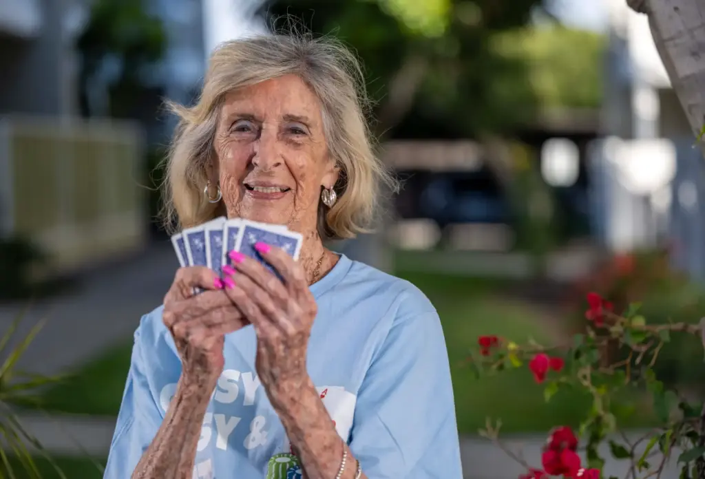 Dorothy Dahms, 97, who has been hosting a weekly poker...