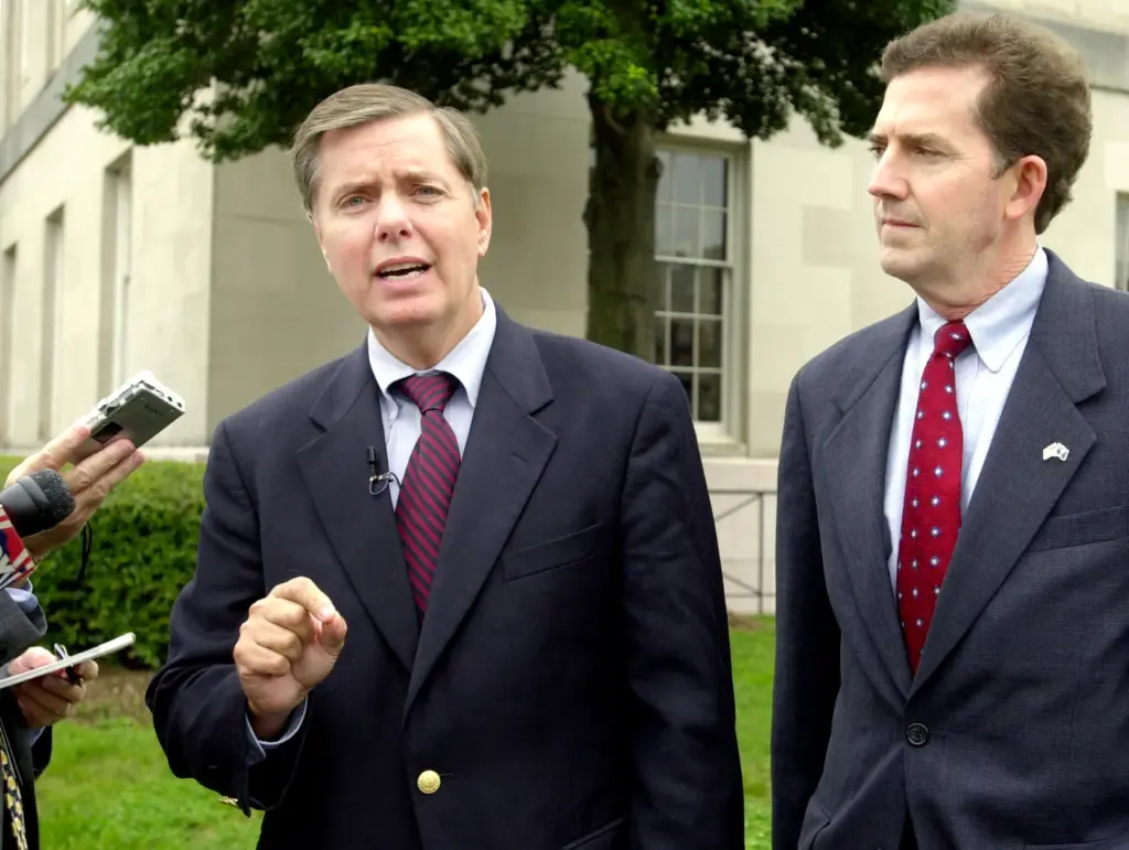 Sen. Lindsey Graham, R-S.C., speaks to the press.