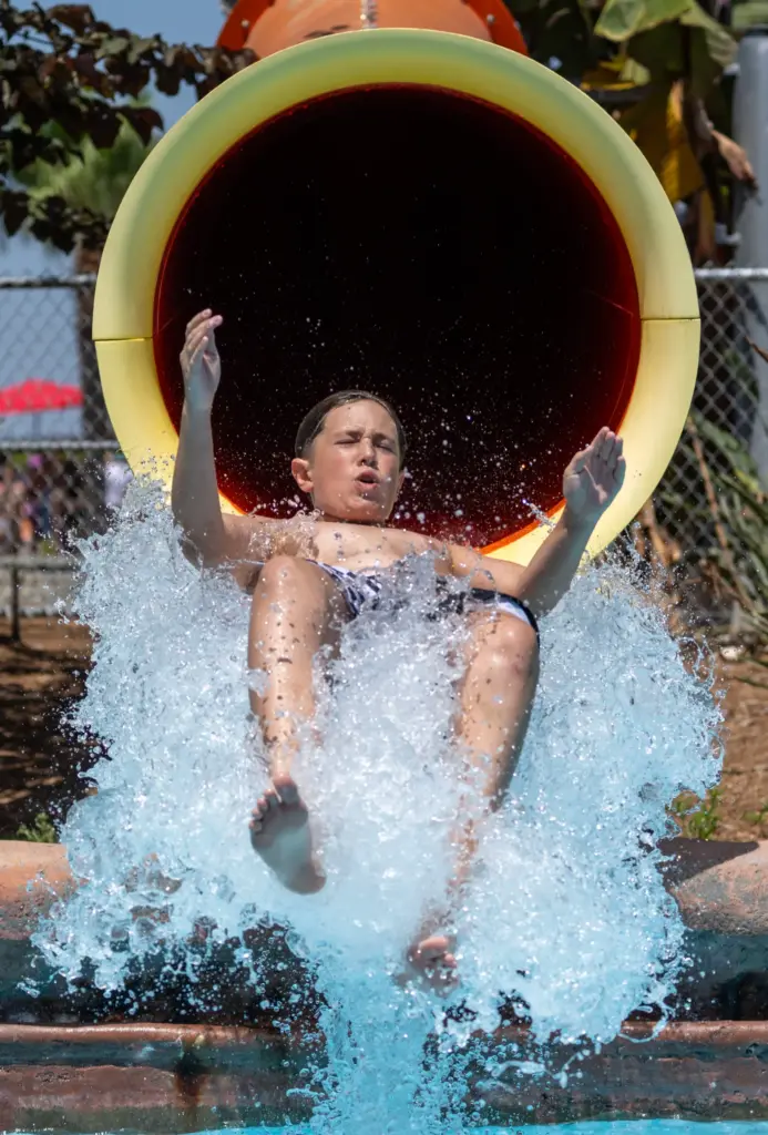Shane Rasmussen, 13, of Rancho Santa Margarita plunges out of...