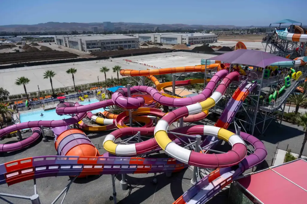 Wild Rivers Waterpark guests ride a variety of slides that...