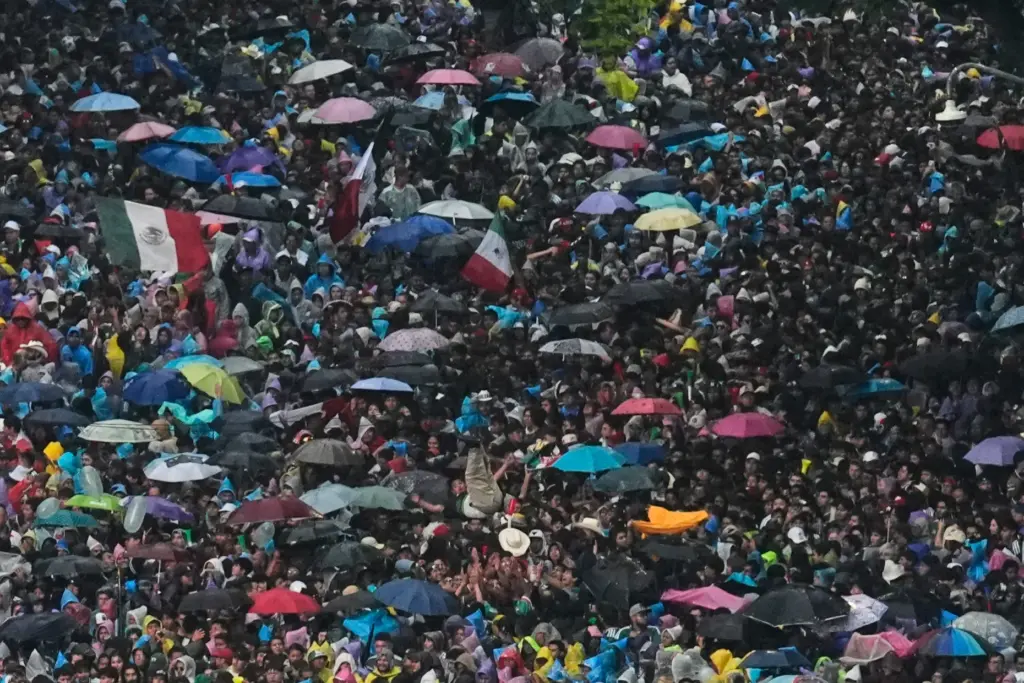 Soccer fans gather for a watch party for the World...