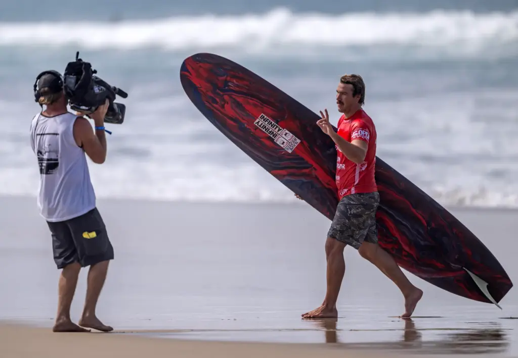 Kevin Skvarna of San Juan Capistrano waves to a camera...