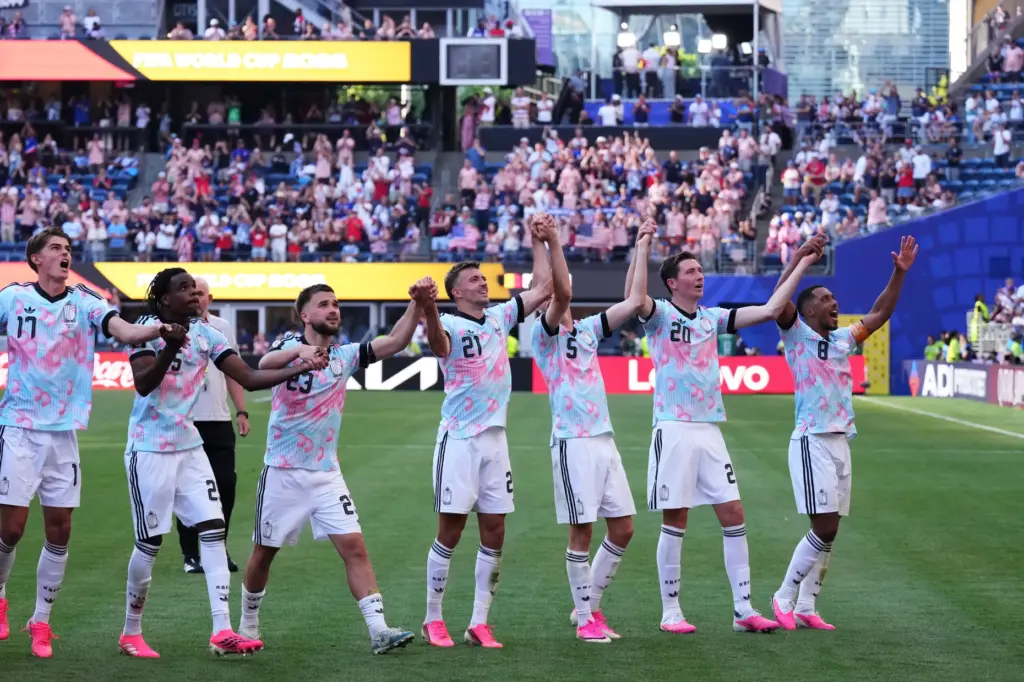 Belgium celebrates after defeating the United States in their World...