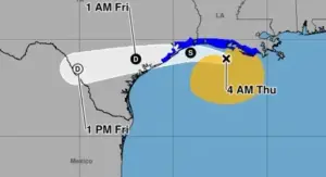 Tropical Storm Bertha speeds up as it heads for 2nd landfall along Texas coast