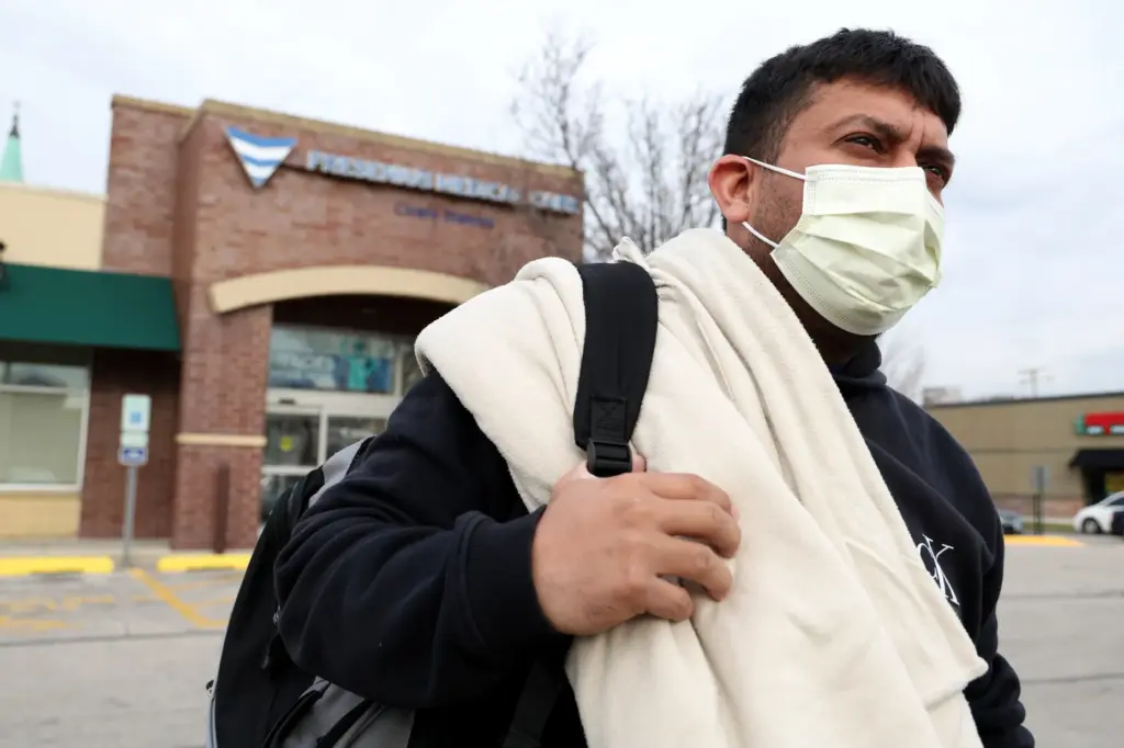 Alfredo Pacheco leaves his dialysis clinic on March 26, 2025....