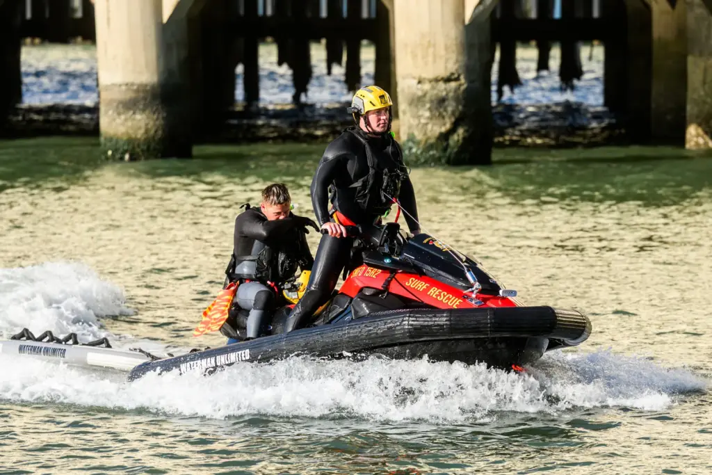 First responders search for missing victims after a boat accident...