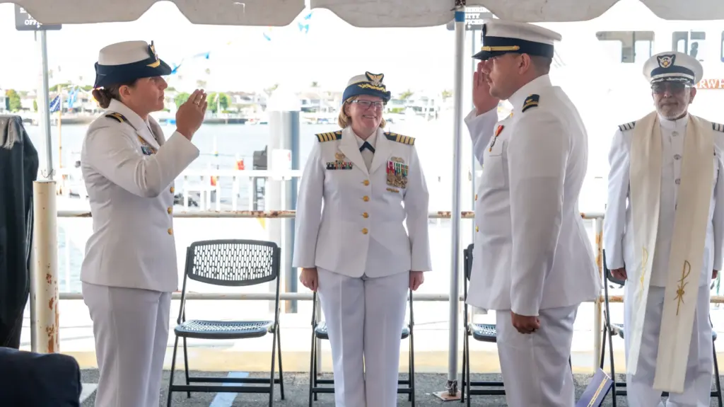 U.S. Coast Guard Lt. Annabella Farabaugh and Lt.J.G. Jake Monson...