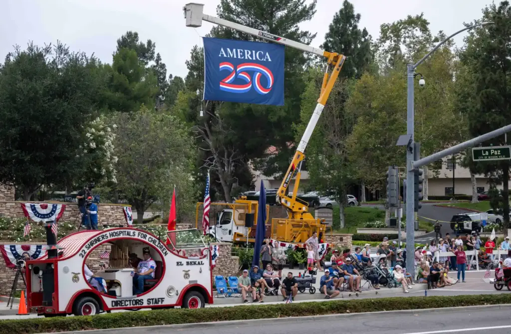 Parade-goers watch the city of Mission Viejoâs America 250 Parade...