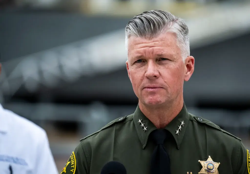 Orange County Undersheriff Jeff Hallock speaks during a press conference...