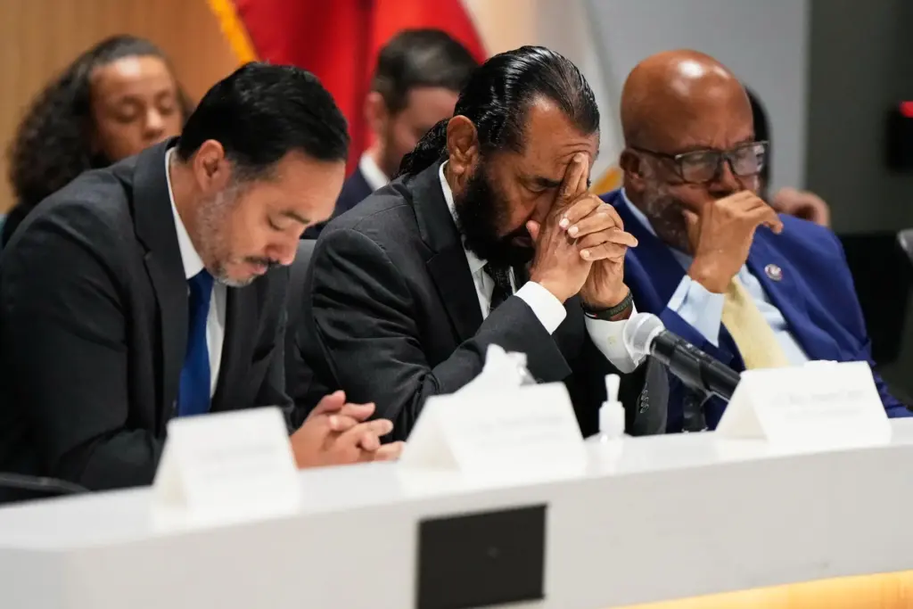 From left, Rep. Joaquin Castro, D-Texas, Rep. Al Green, D-Texas,...