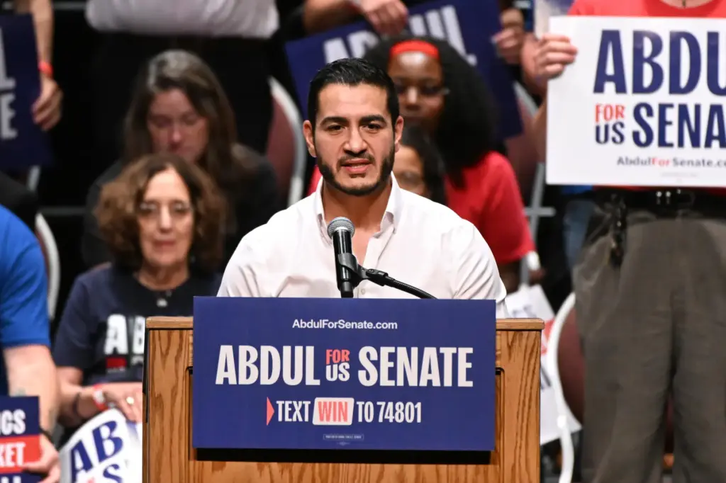 Michigan Democratic U.S. Senate primary candidate Abdul El-Sayed addresses the...
