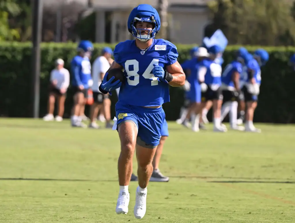 Rams tight end Colby Parkinson during the first day of...